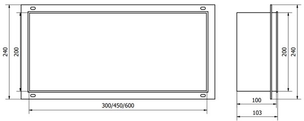 Mexen X-Wall-NR нишова рафт без фланец 30 x 20 см, инокс - 1911302010