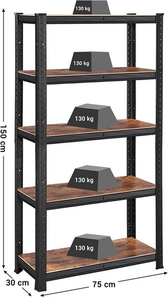 Рафт Songmics с 5 рафта, 30 x 75 x 150, GLR030B01