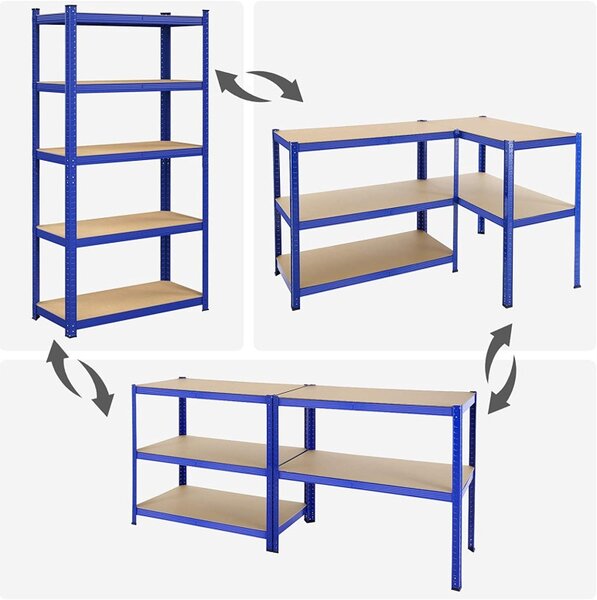 Рафт Songmics с 5 рафта, 40 x 90 x 180 см, синьо, GLR040Q01