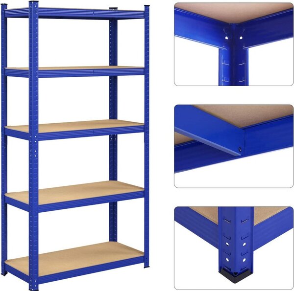 Рафт Songmics с 5 рафта, 40 x 90 x 180 см, синьо, GLR040Q01
