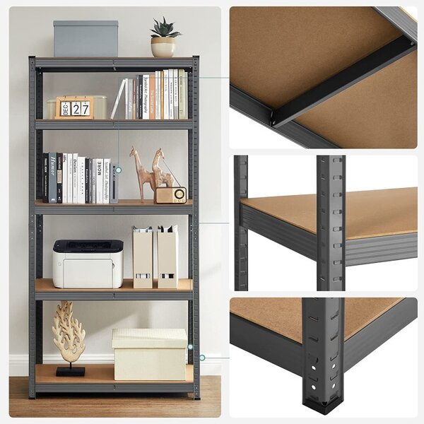 Рафт Songmics, 5 рафта, 40 x 90 x 180 см, Черен, GLR040G01