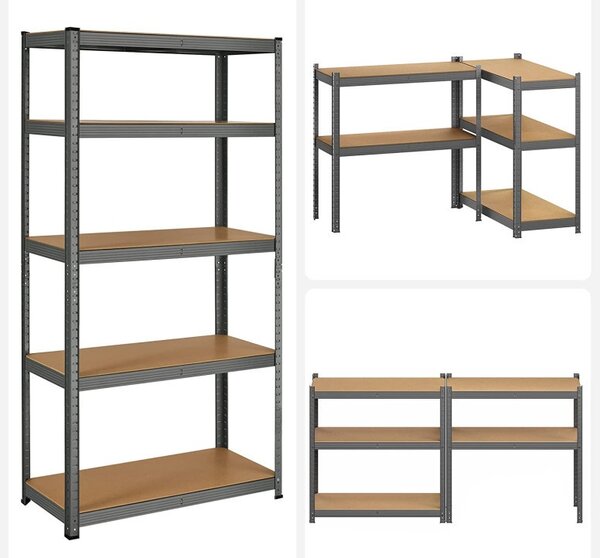 Рафт Songmics, 5 рафта, 40 x 90 x 180 см, Черен, GLR040G01