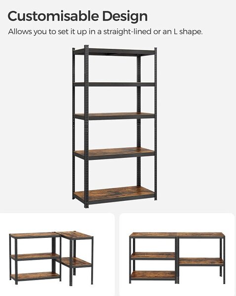 Рафт Songmics, 5 рафта, 50 x 100 x 200 см, Кафяв, GLR050B11
