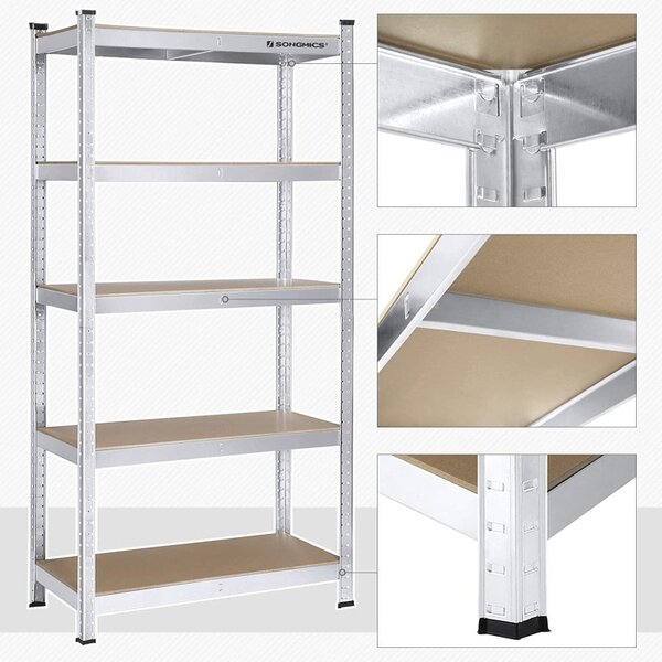 Рафт Songmics, 5 рафта, 40 x 90 x 180 см, Сребрист, GLR40SV