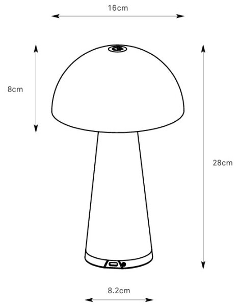 Markslöjd 108950 - LED димируема акумулаторна лампа FUNGI LED/1,5W/2000 mAh IP44 сива