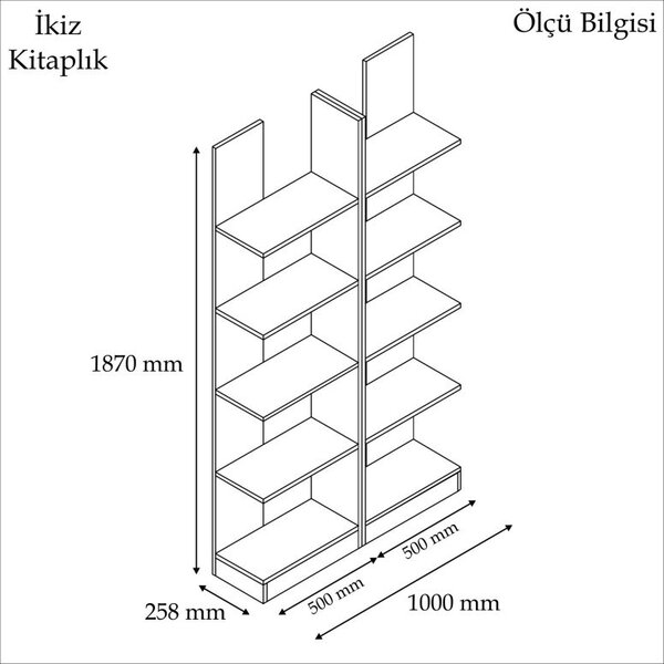 Рафт за книги İkiz, бял