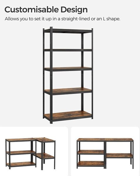 Комплект 5 рафта Songmics, 5 броя, 50 x 100 x 200 см, Кафяв, GLR050B11