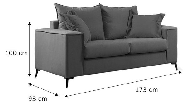 Диван Верона за 2 места крем - възглавници mocha 173x93x100см