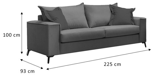 Диван Верона за 3 места антрацит - възглавници кипарис 225x93x100см