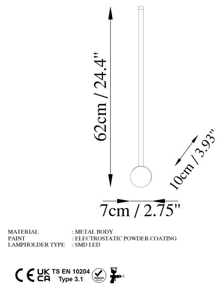 Аплика Sword Черен 62x10x7 см
