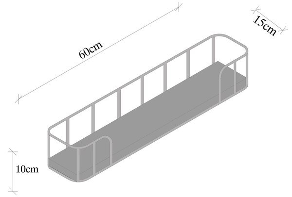 Рафт Сиринга Черен 60x10x15 см