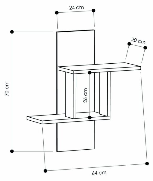 Бял рафт Mill 64x70x20 см