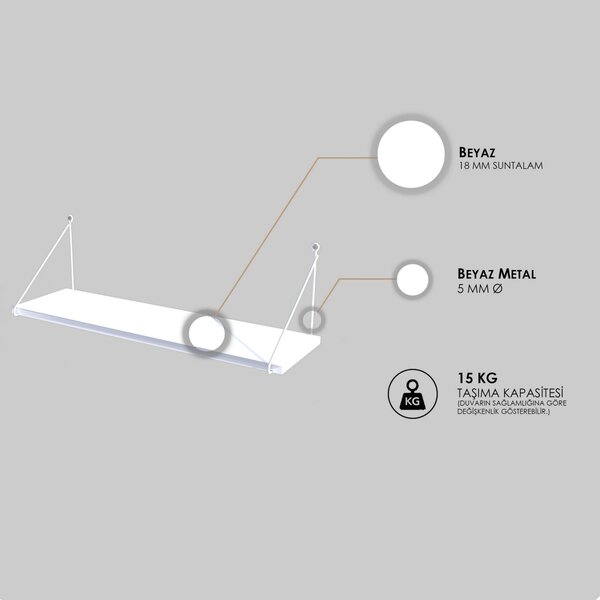 Рафт Армония Бял 72x20x20 см