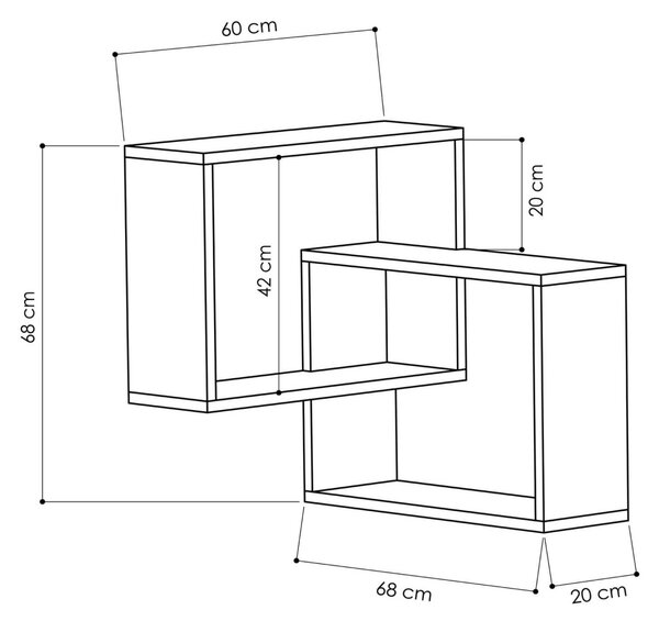 Ъглов рафт Ring бял 68x68x60 см