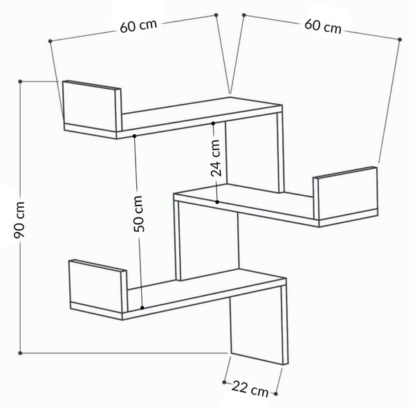 Ъглов рафт Лукса Бял 60x90x60 см