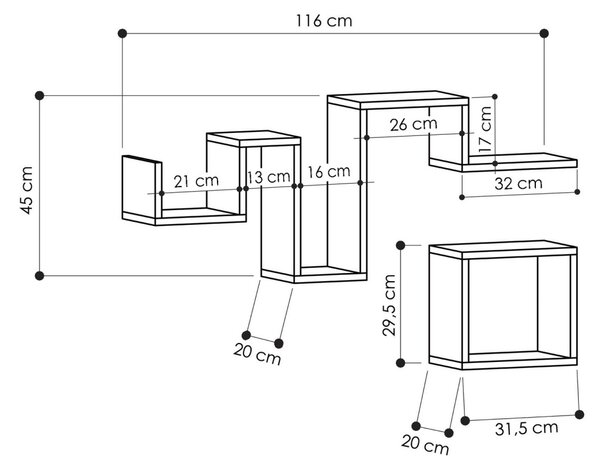 Рафт Follow Антрацит 116x45x20 см