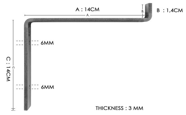 Дървен рафт Lam002 Черен 60x16x14 см