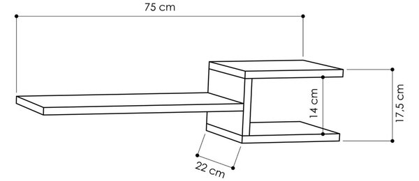 Бял рафт Fork 75x17.5x22 см