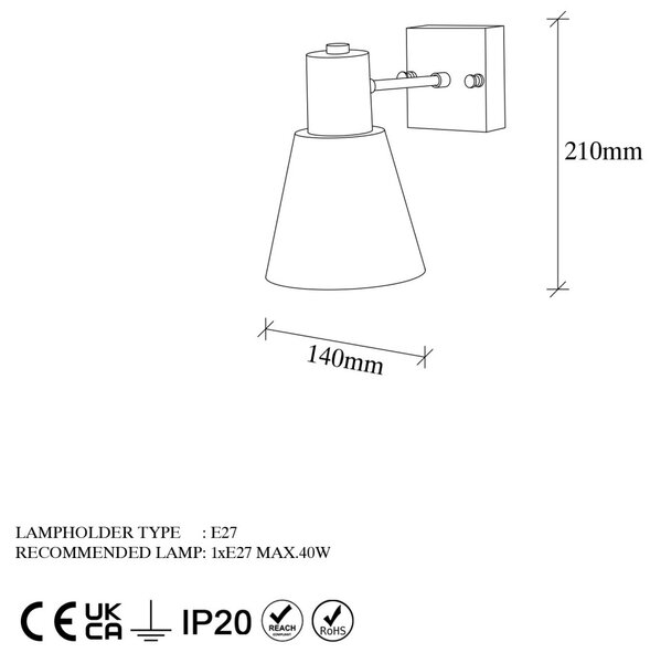 Аплика Funnel Черен 14x24x21 см