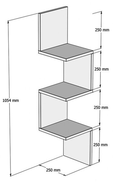 Ъглов висящ рафт Insta орех 25x25x105.5 см