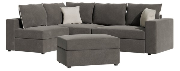 Двустранен диван London Лондон сива тъкан и светлосиви възглавници 296x246x95 cm