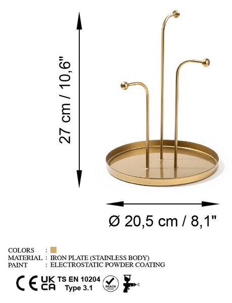 Държач за бижута GED-004 Gold 20.5x20.5x20.5x27 cm
