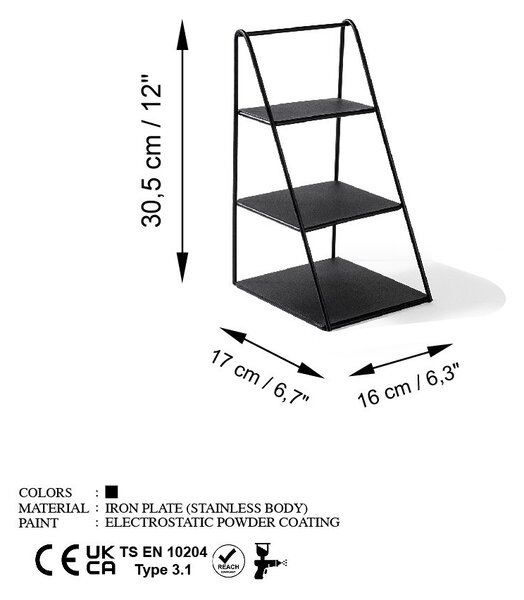 Държач за бижута GED-011 Black 16x30.5x17 cm