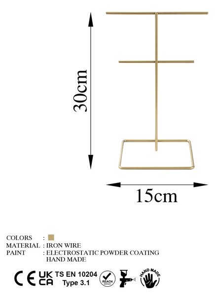 Държач за бижута TK-004 Gold 15x30 cm