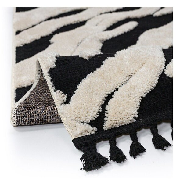 Черно-бял килим 133x190 cm Esra Zebra – Flair Rugs