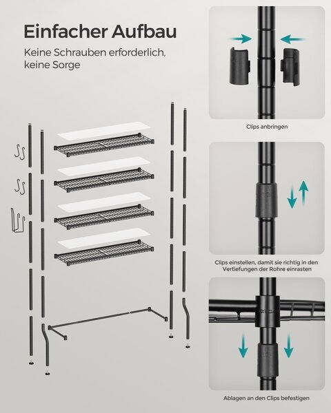 Рафт за тоалетна в банята Songmics Black 83x30x179 cm