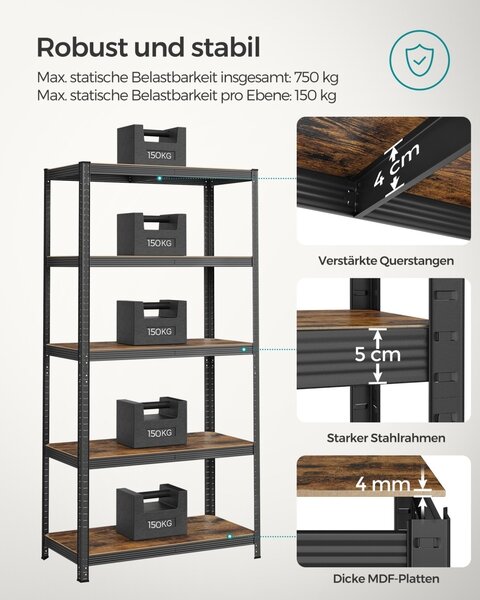 Рафт за съхранение Songmics Black 200x120x20x60 cm