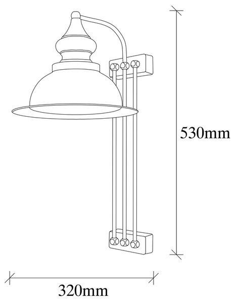 Стенна аплика Saglam античен злато 28x28x53 см