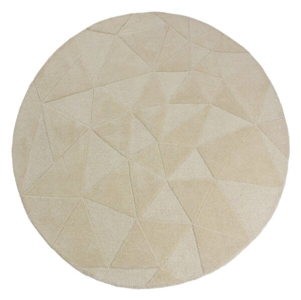 Бежов ръчно изработен вълнен кръгъл килим ø 160 cm Shard – Flair Rugs