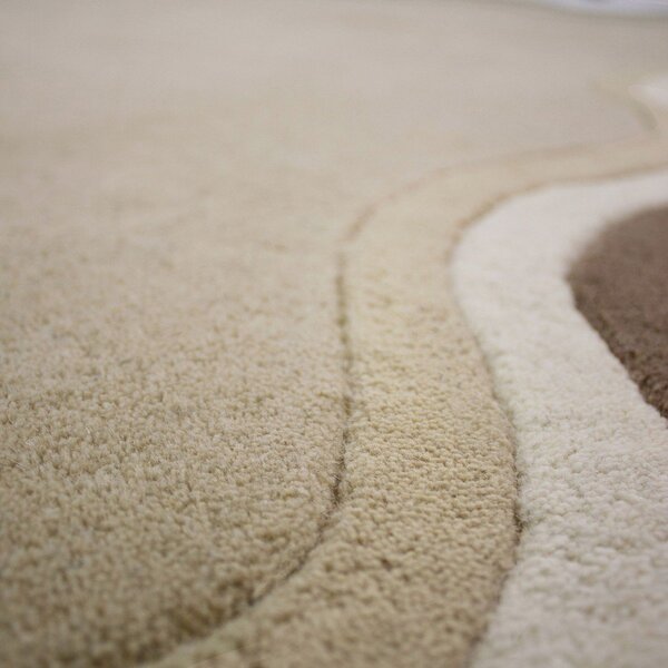 Ръчно изработен вълнен килим в естествен цвят 160x230 cm Leo Scallop – Flair Rugs