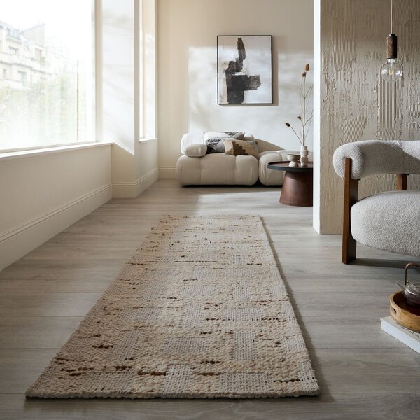 Ръчно изработена пътека със смес от вълна в естествен цвят 80x230 cm Rova Blend – Flair Rugs