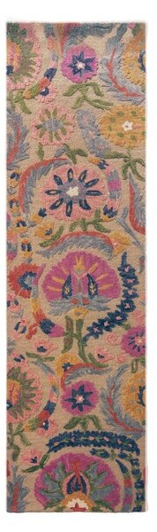 Ръчно изработена вълнена пътека 80x300 cm Amira Floral – Flair Rugs