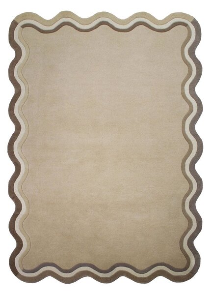 Ръчно изработен вълнен килим в естествен цвят 160x230 cm Leo Scallop – Flair Rugs