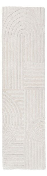 Ръчно изработена вълнена пътека в цвят слонова кост 60x230 cm Zen Garden – Flair Rugs