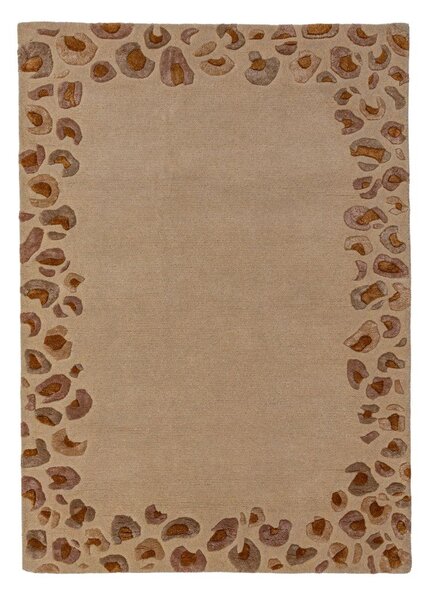 Ръчно изработен килим със смес от вълна в естествен цвят 140x200 cm Leopard Frame – Flair Rugs