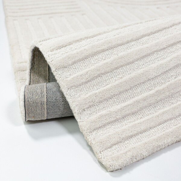 Ръчно изработена вълнена пътека в цвят слонова кост 60x230 cm Zen Garden – Flair Rugs