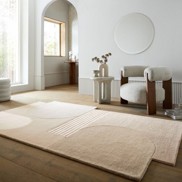 Ръчно изработен вълнен килим в естествен цвят 120x180 cm Lozenge – Flair Rugs