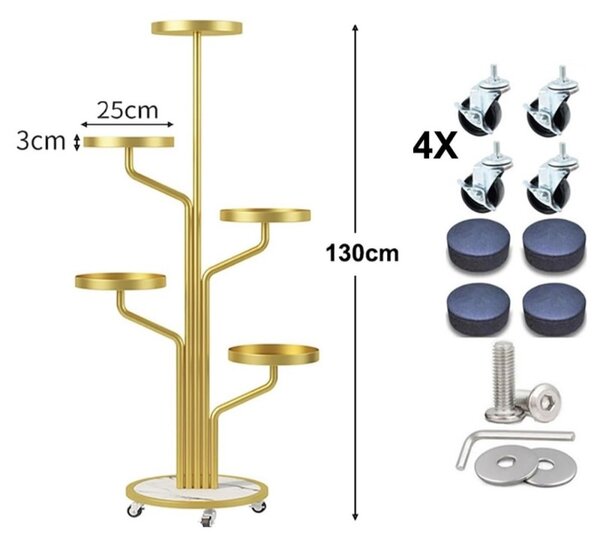 Луксозна стойка за цветя в златно 130 cm