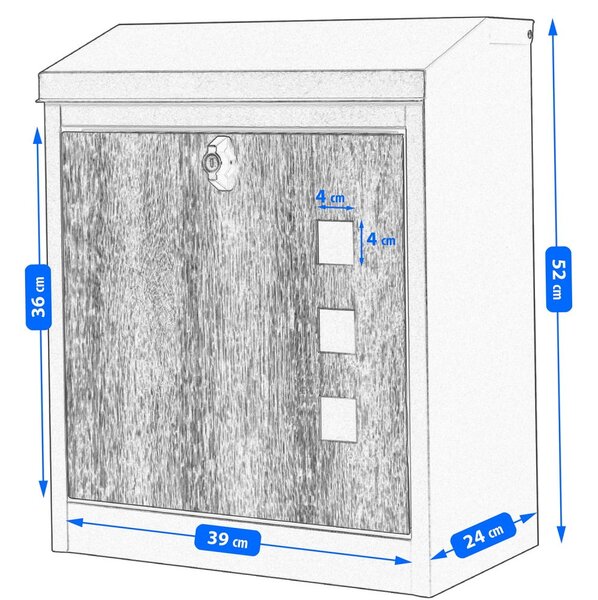 Модерна пощенска кутия в цвят антрацит с имитация на дърво