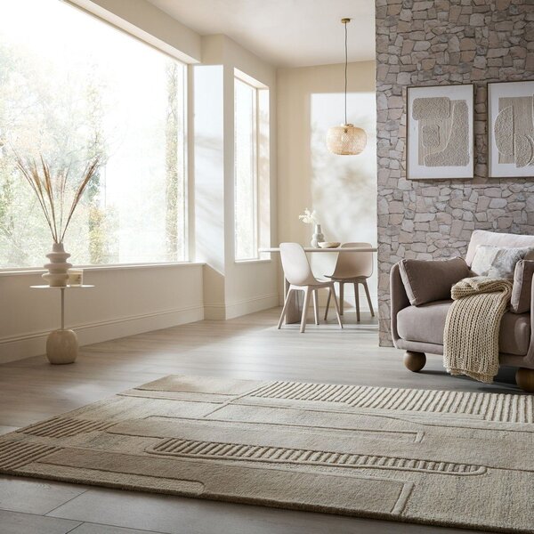Сиво-бежов ръчно изработен вълнен килим 140x200 cm Lira – Flair Rugs