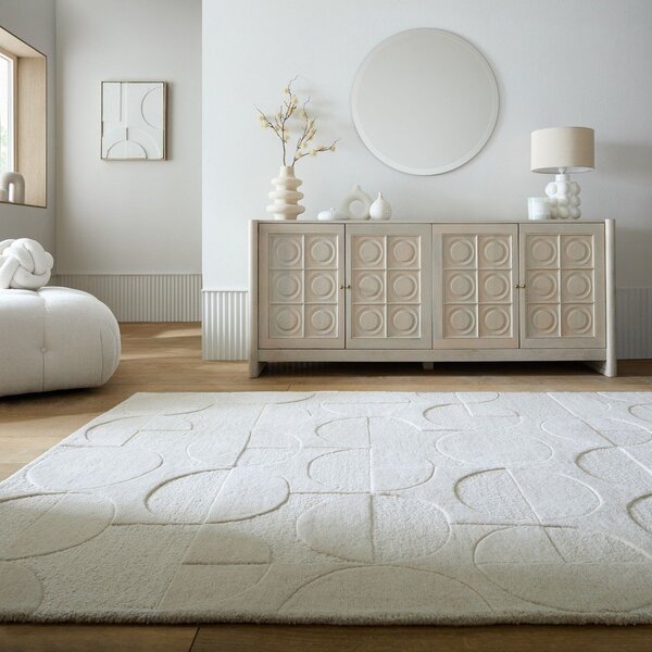 Ръчно изработен вълнен килим в цвят слонова кост 120x170 cm Gigi – Flair Rugs
