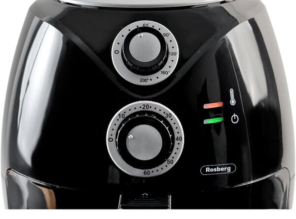 Фритюрник с горещ въздух Air Fryer Rosberg Premium RP51980C, 1600W, 2.6 литра, 80°C~200°C, Таймер, Черен