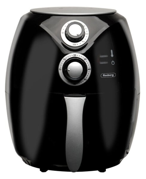 Фритюрник с горещ въздух Air Fryer Rosberg Premium RP51980C, 1600W, 2.6 литра, 80°C~200°C, Таймер, Черен