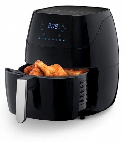 Фритюрник AirFryer Oliver Voltz OV51980Q, Wi-Fi, 1500W, 5 л, 8 програми, Горещ въздух, Таймер, Черен