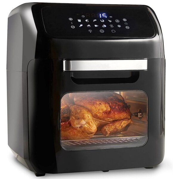 Фритюрник-фурна без мазнина Royalty Line AFO-12601, 12 L, 1800W, 12 програми, Грил, Tаймер, Touch screen, Черен