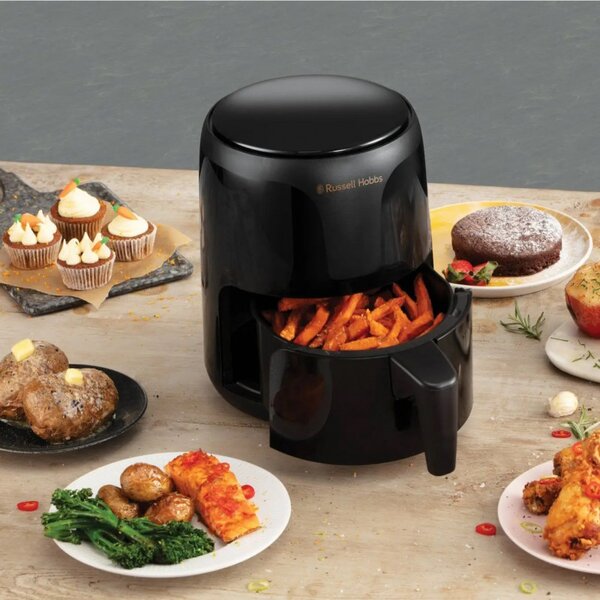 Малък AirFryer Russell Hobbs SatisFry 26500-56, 1100W, 1.8 l, Таймер, Тъчскрийн, Регулируема температура, Черен